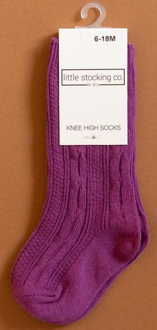 Little Stocking Co Knee High Socks - Willowherb, Little Stocking Co, Cable Knit Knee High, Cable Knit Knee High Socks, cf-size-0-6-months, cf-type-knee-high-socks, cf-vendor-little-stocking-c
