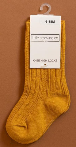 Little Stocking Co Knee High Socks - Golden Yellow, Little Stocking Co, Cable Knit Knee High, Cable Knit Knee High Socks, cf-size-4-6y, cf-size-7-10y, cf-type-knee-high-socks, cf-vendor-littl