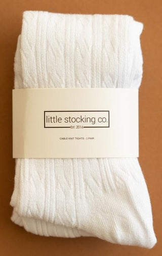 Little Stocking Co Cable Knit Tights - White, Little Stocking Co, Cable Knit Tights, cf-size-0-6-months, cf-size-1-2y, cf-size-3-4y, cf-size-5-6y, cf-size-6-12-months, cf-size-7-8y, cf-type-t