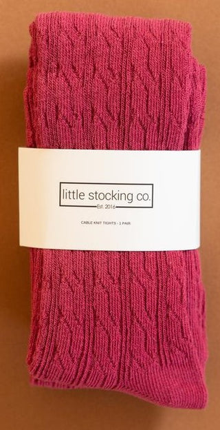 Little Stocking Co Cable Knit Tights - Raspberry, Little Stocking Co, Cable Knit Tights, cf-size-0-6-months, cf-type-tights, cf-vendor-little-stocking-co, Cyber Monday, Little Stocking Co, Li