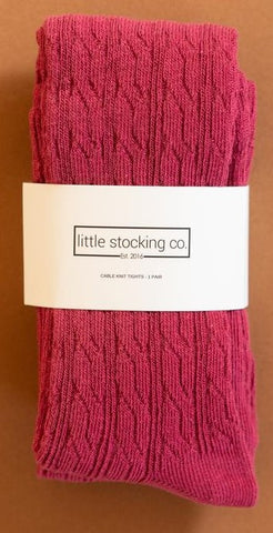 Little Stocking Co Cable Knit Tights - Raspberry, Little Stocking Co, Cable Knit Tights, cf-size-0-6-months, cf-type-tights, cf-vendor-little-stocking-co, Cyber Monday, Little Stocking Co, Li