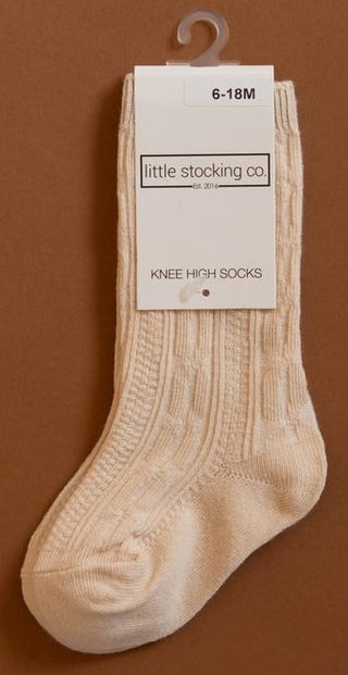 Little Stocking Co Knee High Socks - Vanilla Cream, Little Stocking Co, Cable Knit Knee High, Cable Knit Knee High Socks, cf-size-1-5-3y, cf-size-4-6y, cf-size-6-18-months, cf-size-7-10y, cf-