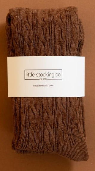 Little Stocking Co Cable Knit Tights - Chocolate, Little Stocking Co, Cable Knit Tights, cf-size-0-6-months, cf-size-1-2y, cf-size-5-6y, cf-size-6-12-months, cf-type-tights, cf-vendor-little-