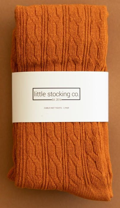 Little Stocking Co Pumpkin Spice Cable Knit Tights, Little