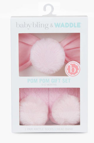 Baby Bling Pom Pom Headband & Waddle Pom Pom Socks Gift Set, Waddle, Baby Bling, Baby Bling Bows, Baby Bling Headband, Baby Bling Headbands, Baby Gift, Baby Headband, Baby Shower, Baby Shower