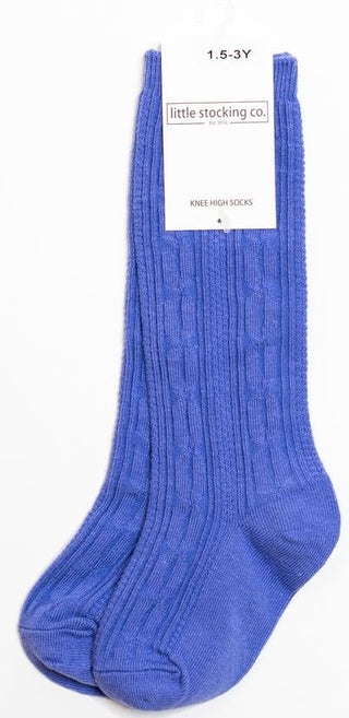 Little Stocking Co Knee High Socks - Periwinkle, Little Stocking Co, Cable Knit Knee High, Cable Knit Knee High Socks, cf-size-0-6-months, cf-size-1-5-3y, cf-size-6-18-months, cf-type-knee-hi