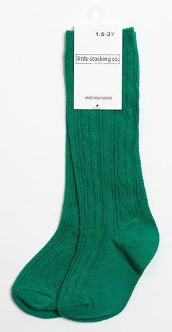 Little Stocking Co Knee High Socks - Emerald, Little Stocking Co, Cable Knit Knee High, Cable Knit Knee High Socks, cf-size-0-6-months, cf-size-4-6y, cf-size-6-18-months, cf-type-knee-high-so