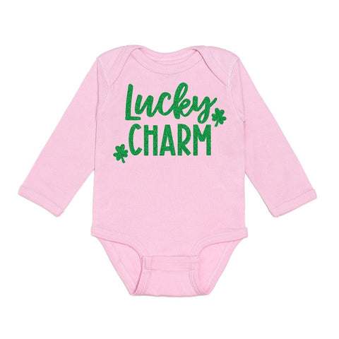 Lucky Charm L/S Pink Bodysuit, Sweet Wink, cf-size-0-3-months, cf-size-3-6-months, cf-type-onesie, cf-vendor-sweet-wink, CM22, JAN23, Lucky Charm L/S Pink Bodysuit, St Patricks Day, Sweet Win