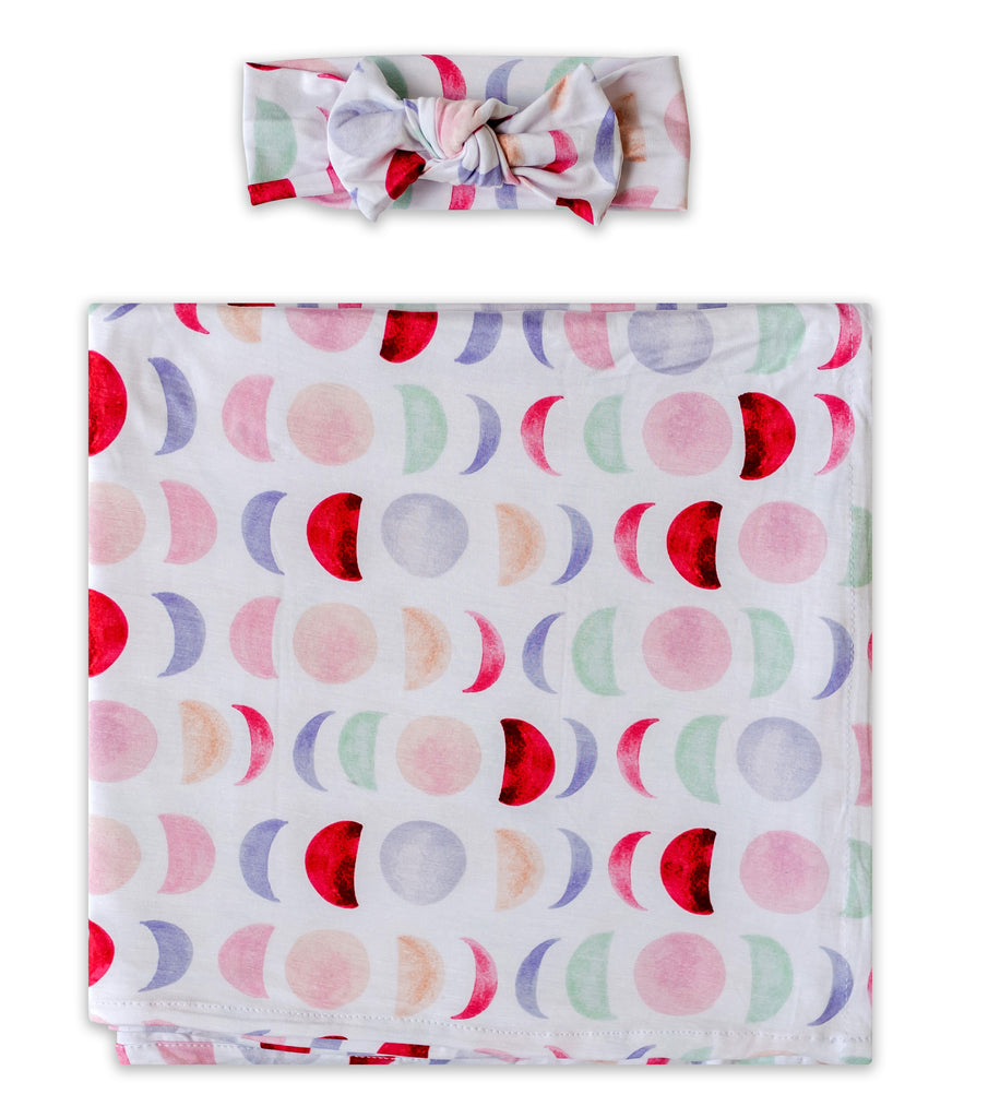 Little Sleepies Luna Mauve Bamboo Swaddle & Headband Set Basically