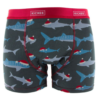 KicKee Pants Pewter Santa Sharks Men's Boxer Brief, KicKee Pants, All Things Holiday, Boxer Brief, Els PW 8598, KicKee, KicKee Boxer Brief, KicKee Mens Boxer Briefs, KicKee Pants, KicKee Pant