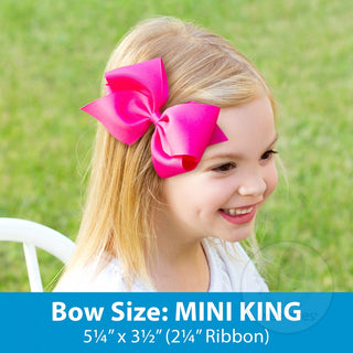 Mini King Moonstitch Pink Bunny Printed Hair Bow on Clippie, Wee Ones, Alligator Clip, Alligator Clip Hair Bow, Clippie, Clippie Hair Bow, CM22, Easter, Easter Bow, Easter Hair Bow, EB Girls,