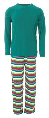 KicKee Pants 2020 Multi Stripe Men's L/S Pajama Set, KicKee Pants, 2pc Pajama Set, All Things Holiday, Bamboo Pajama, Bamboo Pajama Set, Bamboo Pajamas, cf-size-mens-large, cf-type-mens-pajam