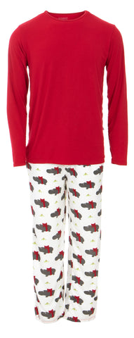 KicKee Pants Natural Christmas Hippo Men's L/S Pajama Set, KicKee Pants, 2pc Pajama Set, All Things Holiday, Bamboo Pajama, Bamboo Pajama Set, Bamboo Pajamas, Christmas, Christmas Pajama, Chr