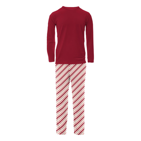 KicKee Pants Strawberry Candy Cane Stripe Men's L/S Pajama Set, KicKee Pants, 2pc Pajama Set, All Things Holiday, cf-size-xlarge, cf-type-mens-pajama-set, cf-vendor-kickee-pants, CM22, Jolly 