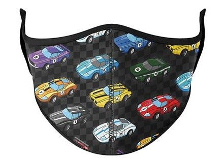 Kids Race Car Face Mask by Top Trenz - Small: 3-7 Years, Top Trenz, Child Face Mask, Child Face MAskCute Kids Face MAsk, Children's Mask, Cotton Face Mask, Cute Kids Face Mask, Els PW 11399, 