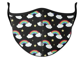 Kids Black w/Rainbows Face Mask by Top Trenz - Small: 3-7 Years, Top Trenz, Child Face Mask, Child Face MAskCute Kids Face MAsk, Children's Mask, Cute Kids Face Mask, Els PW 11399, Face Mask,