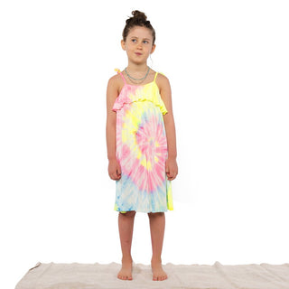 Fairwell Traveler Dress in Neon Spiral, Fairwell, CM22, Dress, Dresses, Fairwell, Fairwell Dress, Fairwell Kids Clothing, Fairwell Neon Spiral, Fairwell Tie Dye, Fairwell Traveler Dress, Fair