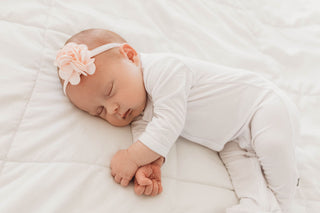 Baby Bling Mini Silk Ruffle Flower Skinny Headband - Peach, Baby Bling, Baby bling, Baby Bling Headband, Baby Bling Mini Silk Ruffle Flower Skinny Headband, Baby bling Peach, Baby Bling Skinn