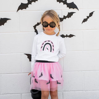 Bat Rainbow L/S Tee - White, Sweet Wink, Bat Rainbow, Bat Rainbow Long Sleeve Tee, cf-size-5-6y, cf-type-tee, cf-vendor-sweet-wink, CM22, Halloween, Halloween Shirt, Halloween Tee, Halloween 