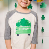 Sweet Wink Lucky Truck L/S Shirt - Natural / Heather, Sweet Wink, cf-size-4t, cf-type-tee, cf-vendor-sweet-wink, Long Sleeve Shirt, Lucky Truck, Shamrock, St Patrick's Day, St Patrick's Day T