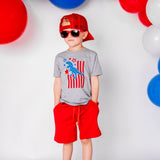 Sweet Wink Patriotic Dino S/S Grey Tee, Sweet Wink, 4th of July, 4th of July Shirt, cf-size-12-18-months, cf-size-7-8y, cf-type-tee, cf-vendor-sweet-wink, Dino, Dinos, Dinosaur, Dinosaurs, Pa