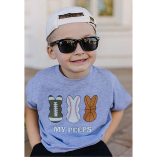 Sweet Wink Sports My Peeps S/S Tee - Grey, Sweet Wink, Baseball, Basketball, cf-size-4t, cf-type-tee, cf-vendor-sweet-wink, Easter, Easter Shirt, Easter Tee, EB Boys, Foorball, Peeps, Sports 