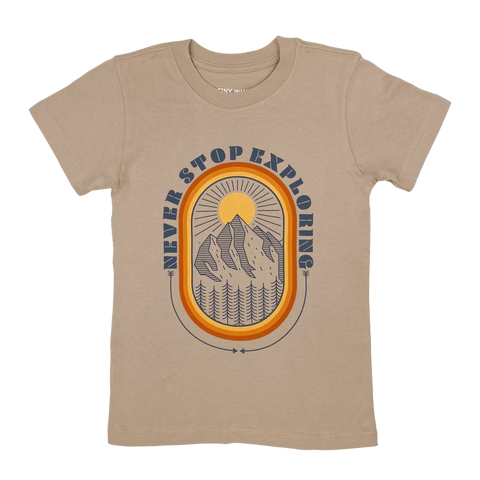 Tiny Whales Never Stop Exploring Clay S/S Tee, Tiny Whales, Boys, Boys Clothing, cf-size-10y, cf-type-shirt, cf-vendor-tiny-whales, Made in the USA, Never Stop Exploring, Short Sleeve Tee, Ti