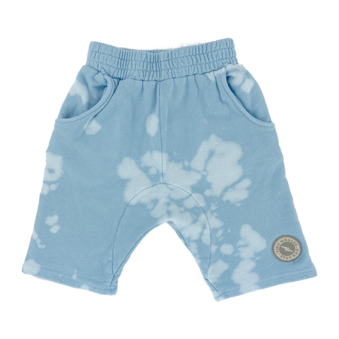 Tiny Whales Nimbus Blue / Bleach Tie Dye Cozy Time Shorts, Tiny Whales, CM22, Made in the USA, Nimbus Blue / Bleach Tie Dye Cozy Time Shorts, Shorts, Tiny Whales, Tiny Whales Cozy Time Shorts
