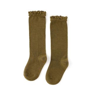 Little Stocking Co Lace Top Knee High Socks - Olive, Little Stocking Co, cf-size-0-6-months, cf-size-1-5-3y, cf-size-4-6y, cf-size-6-18-months, cf-size-7-10y, cf-type-knee-high-socks, cf-vend