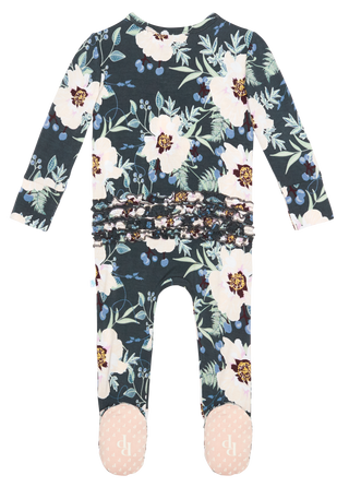 Posh Peanut Payton Ruffled Zippered Footie, Posh Peanut, Footie with Zipper, Posh Peanut, Posh Peanut Floral Footie, Posh Peanut Footie, Posh Peanut Footie with Zipper, Posh Peanut Payton, Po