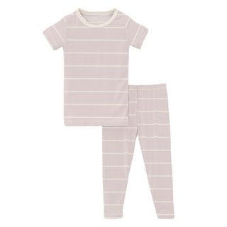 KicKee Pants Macaroon Road Trip Stripe S/S Pajama Set, KicKee Pants, CM22, KicKee, KicKee Pants, KicKEe Pants Pajama Set, KicKee Pants Pajama set with Pants, KicKee Pants S/S Pajama Set w/Pan