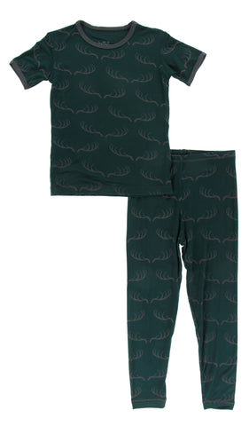 KicKee Pants Pine Deer Rack S/S Pajama Set w/Pants, KicKee Pants, KicKee, KicKee Pants, KicKee Pants Fish and Wildlife, KicKEe Pants Pajama Set, KicKee Pants Pajama set with Pants, KicKee Pan