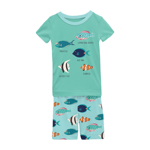 KicKee Pants Tropical Fish Graphic Tee S/S Pajama Set with Shorts, KicKee Pants, 2pc Pajama Set, cf-size-5-years, cf-type-pajama-set, cf-vendor-kickee-pants, CM22, KicKee, kickee Pajama Set, 