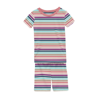 KicKee Pants Love Stripe S/S Pajama Set with Shorts, KicKee Pants, KicKee, kickee Pajama Set, KicKee Pajama Set with Shorts, KicKee Pajamas, KicKee Pants, KicKEe Pants Pajama Set, KP Decades 