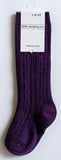 Little Stocking Co Knee High Socks - Plum, Little Stocking Co, Cable Knit Knee High, Cable Knit Knee High Socks, cf-size-0-6-months, cf-size-1-5-3y, cf-size-4-6y, cf-size-6-18-months, cf-type