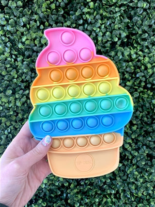 Pop It Fidget Toy - Rainbow Ice Cream Cone, Top Trenz, EB Boys, EB Girls, Fidget, Fidget toy, Fidgety Toy, In N  Out, In N Out Pop It, Pop It Fidget Toy, Pop It Fidget Toy - Glow in the Dark 