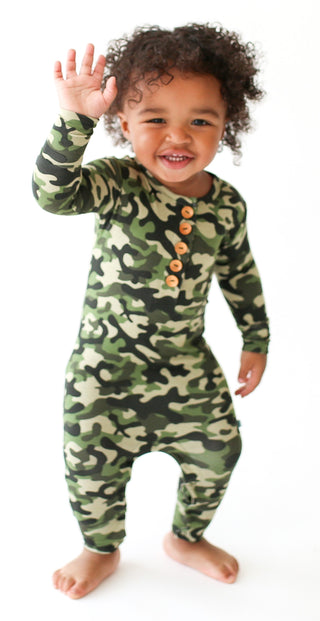 Posh Peanut Cadet L/S Henley Romper, Posh Peanut, Posh Custom Sale, Posh Peanut, Posh Peanut Cadet, Posh Peanut Cadet L/S Henley Romper, Posh Peanut Camo, Posh Peanut Fall 2020, Posh Peanut H