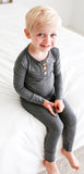 Posh Peanut Charcoal Heather L/S Henley Loungewear, Posh Peanut, Pajama, Pajamas, Posh Peanut, Posh Peanut Charcoal Heather, Posh Peanut Charcoal Heather L/S Henley Loungewear, Posh Peanut Fa