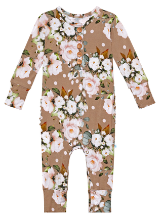 Posh Peanut Leona L/S Ruffled Henley Romper, Posh Peanut, Henley Romper, L/S Ruffled Henley Romper, Posh Peanut, Posh Peanut Fall 2020, Posh Peanut Leona, Posh Peanut Leona L/S Ruffled Henley