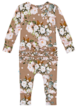 Posh Peanut Leona L/S Ruffled Henley Romper, Posh Peanut, Henley Romper, L/S Ruffled Henley Romper, Posh Peanut, Posh Peanut Fall 2020, Posh Peanut Leona, Posh Peanut Leona L/S Ruffled Henley