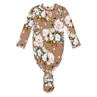 Posh Peanut Leona Wood Button Knotted Gown, Posh Peanut, Gown, Gowns, Knotted Gown, Posh Peanut, Posh Peanut Button Knotted Gown, Posh Peanut Fall 2020, Posh Peanut Gown, Posh Peanut Knotted 