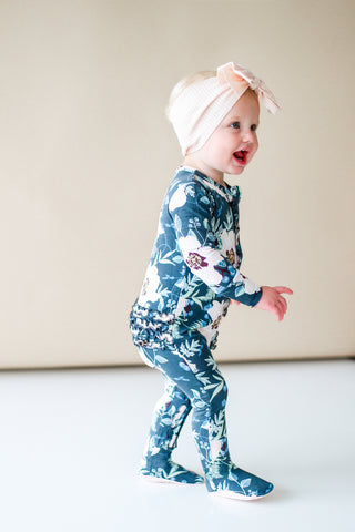 Posh Peanut Payton Ruffled Zippered Footie, Posh Peanut, Footie with Zipper, Posh Peanut, Posh Peanut Floral Footie, Posh Peanut Footie, Posh Peanut Footie with Zipper, Posh Peanut Payton, Po