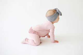 Posh Peanut Solid Ribbed Sweet Pink Ruffled Zippered Footie, Posh Peanut, Posh Peanut, Posh Peanut Fall 2020, Posh Peanut Footie, Posh Peanut Footie with Zipper, Posh Peanut Ruffled Zippered 