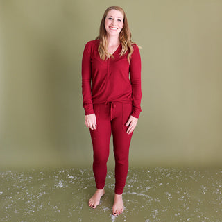 Posh Peanut Bordeaux Waffle Women's L/S Pajama Set, Posh Peanut, Pajama, Pajamas, Posh Peanut, Posh Peanut Bordeaux Waffle, Posh Peanut Fall 2021, Posh Peanut Fall 3, Posh Peanut Pajama, Posh