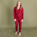 Posh Peanut Bordeaux Waffle Women's L/S Pajama Set, Posh Peanut, Pajama, Pajamas, Posh Peanut, Posh Peanut Bordeaux Waffle, Posh Peanut Fall 2021, Posh Peanut Fall 3, Posh Peanut Pajama, Posh