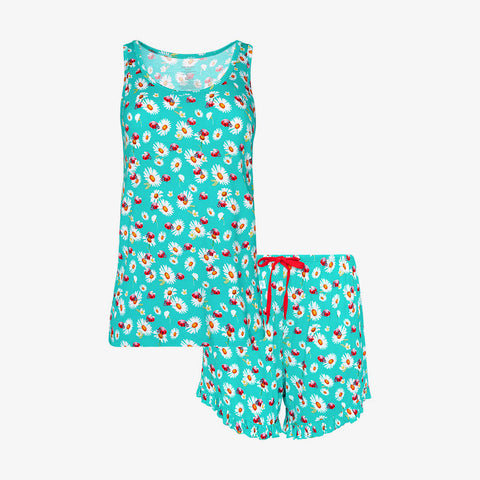 Posh Peanut Ladybug Women's Tank Top & Ruffled Shorts Loungewear Set, Posh Peanut, cf-size-xxlarge-16-18, cf-type-womens-pajama-set, cf-vendor-posh-peanut, Ladybug, Ladybugs, Pajama, Pajamas,