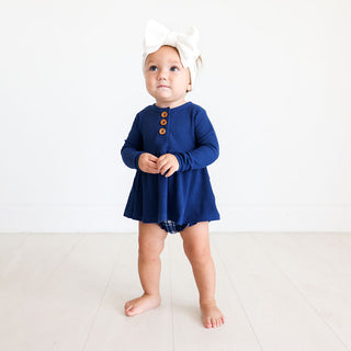 Posh Peanut Owen L/S Henley Peplum Top & Bloomer Set, Posh Peanut, Blue Plaid, Posh Peanut, Posh Peanut Blue Plaid, Posh Peanut Bummie Set, Posh Peanut Fall 2021, Posh Peanut L/S Henley Peplu