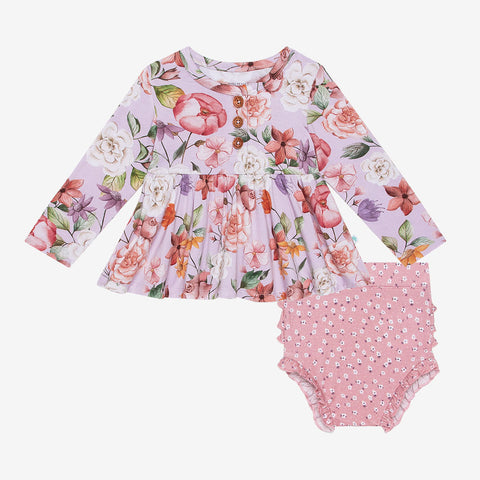 Posh Peanut Pari L/S Henley Peplum Top & Bloomer Set, Posh Peanut, cf-size-12-18-months, cf-size-18-24-months, cf-size-2t, cf-type-2pc-set, cf-vendor-posh-peanut, Henley Peplum Top & Bloomer 