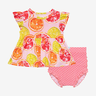 Posh Peanut Citrine Ruffled Capsleeve Basic Peplum Top & Bloomer Set, Posh Peanut, cf-size-12-18-months, cf-size-18-24-months, cf-size-2t, cf-size-3-6-months, cf-type-2pc-set, cf-vendor-posh-