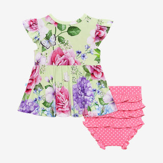 Posh Peanut Georgina Ruffled Capsleeve Basic Peplum Top & Bloomer Set, Posh Peanut, Posh Custom Sale, Posh Peanut, Posh Peanut Bummie Set, Posh Peanut Georgina, Posh Peanut Georgina Ruffled C